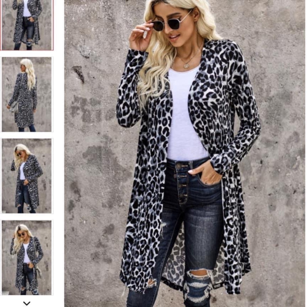 Black leopard cardigan